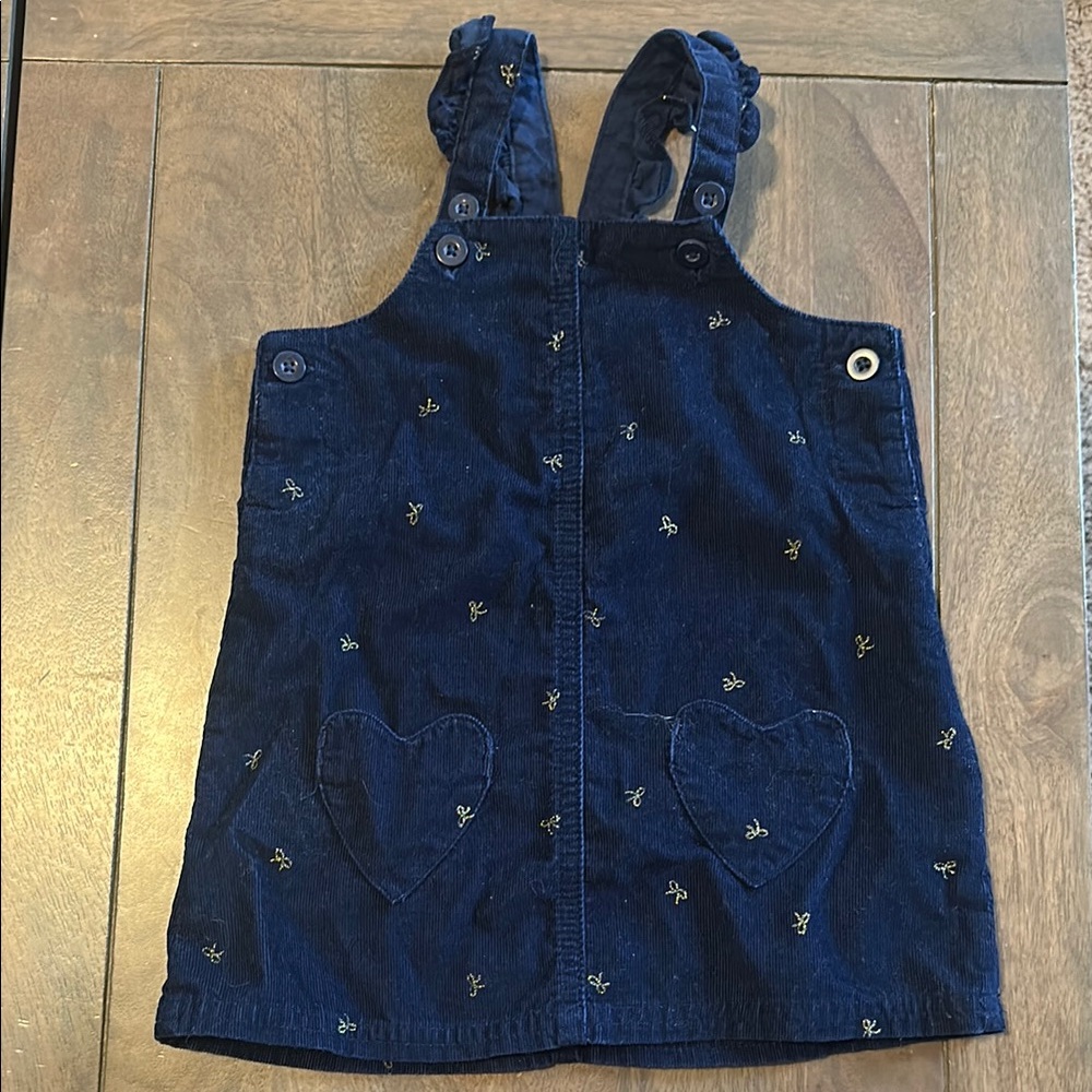 Carter's Navy Blue Corduroy Dress with Heart Pockets